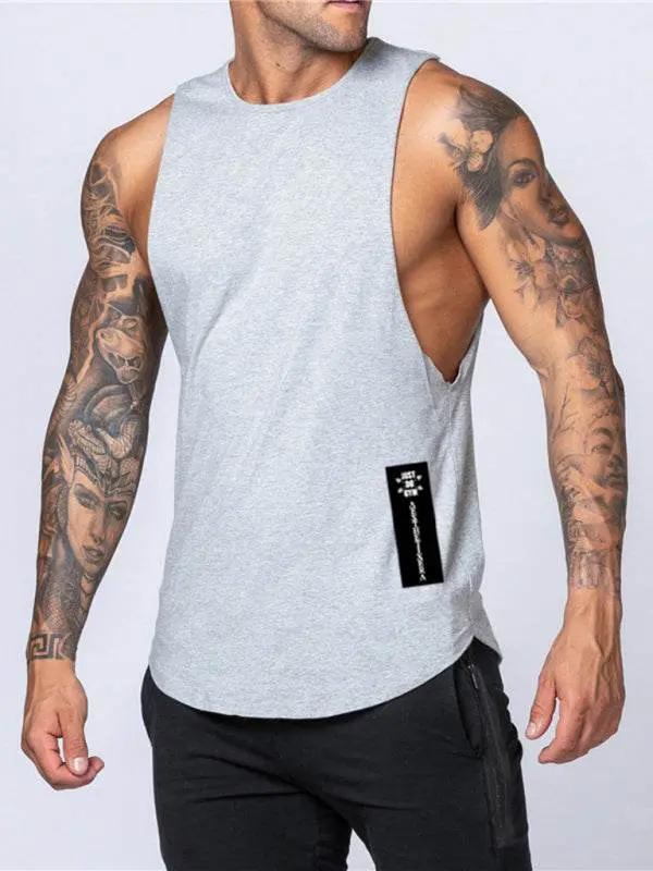 Men's Stylish Solid Color Sleeveless Sports Tank - Breathable Comfort for Active Days - MENLL